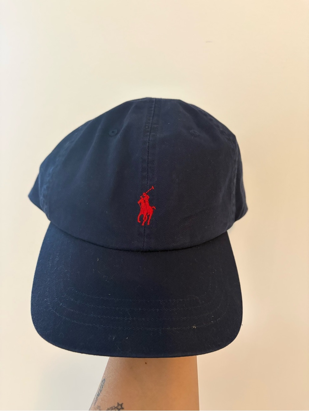 Polo Ralph Lauren Women's Cotton Chino Ball Cap - navy/red - Picture 5 of 8